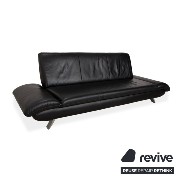 Koinor Rossini Dreisitzer Leder Sofa Dunkelblau manuelle Funktion Couch