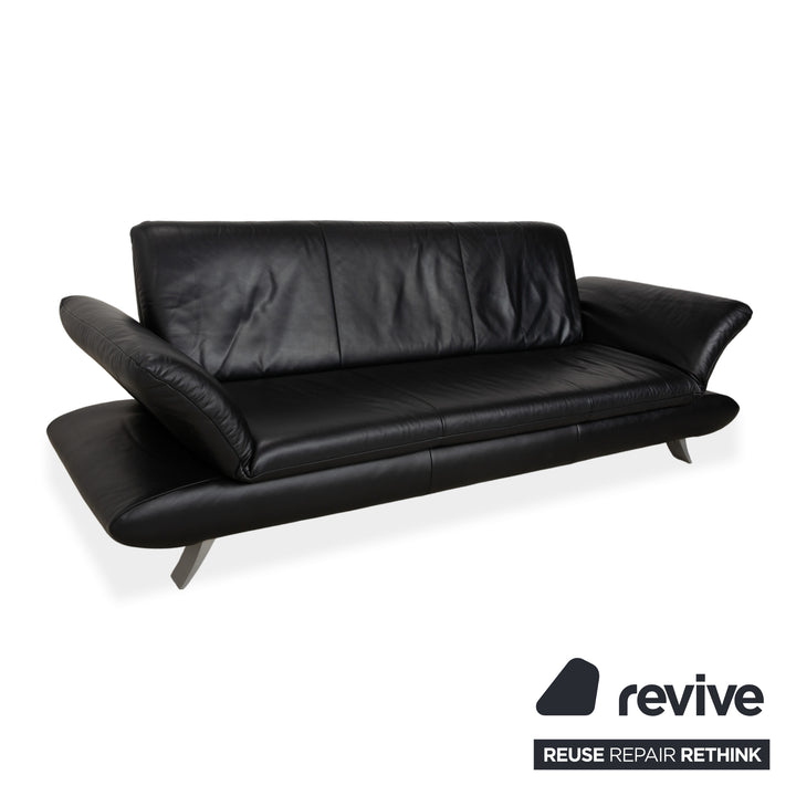 Koinor Rossini Dreisitzer Leder Sofa Dunkelblau manuelle Funktion Couch