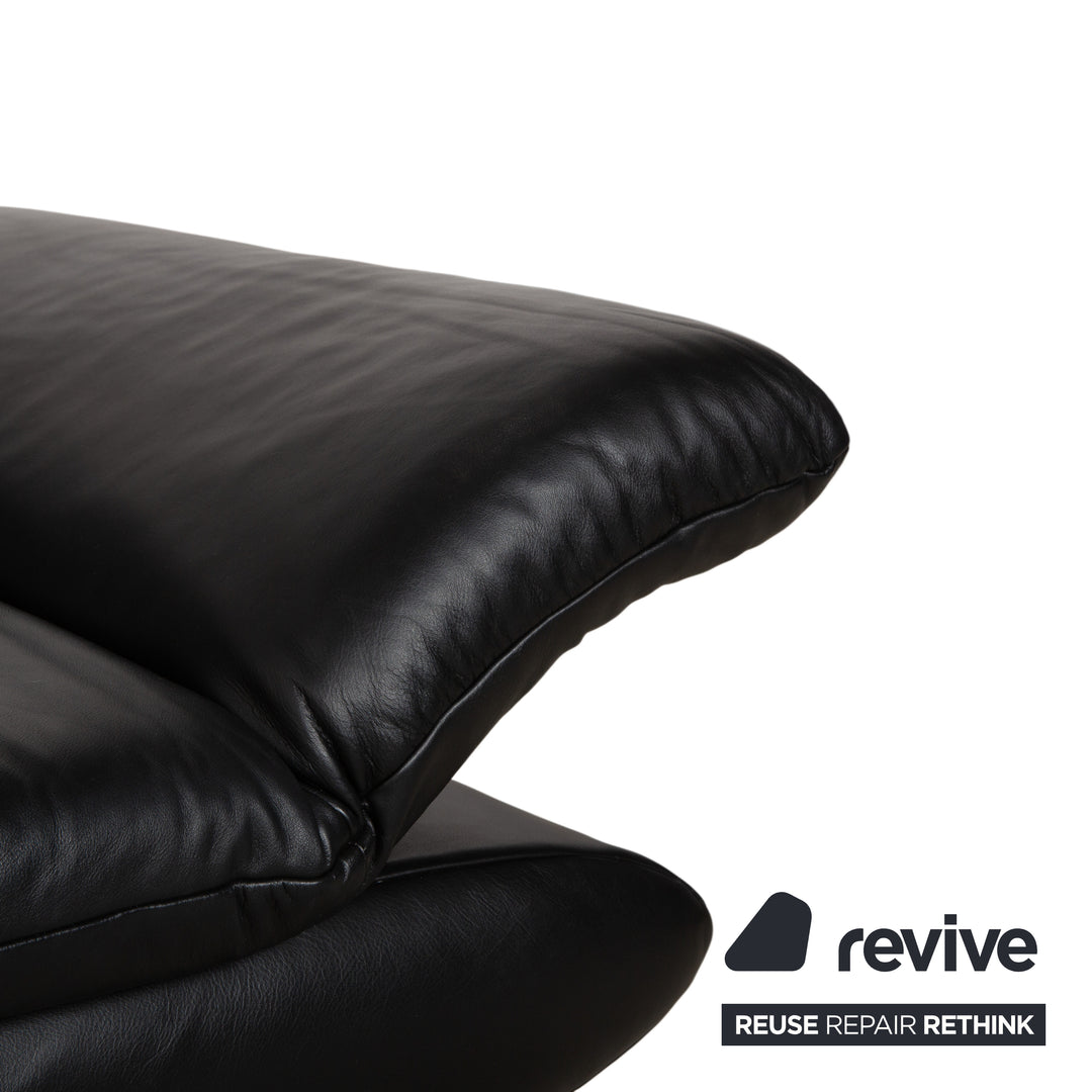 Koinor Rossini Dreisitzer Leder Sofa Dunkelblau manuelle Funktion Couch