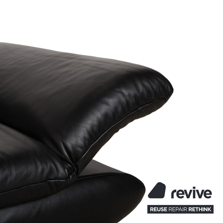 Koinor Rossini Dreisitzer Leder Sofa Dunkelblau manuelle Funktion Couch