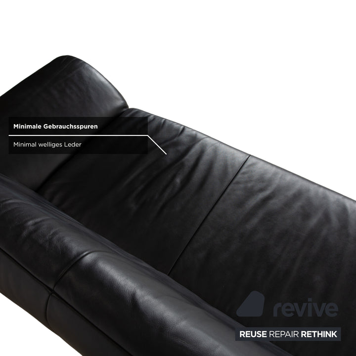 Koinor Rossini Dreisitzer Leder Sofa Dunkelblau manuelle Funktion Couch