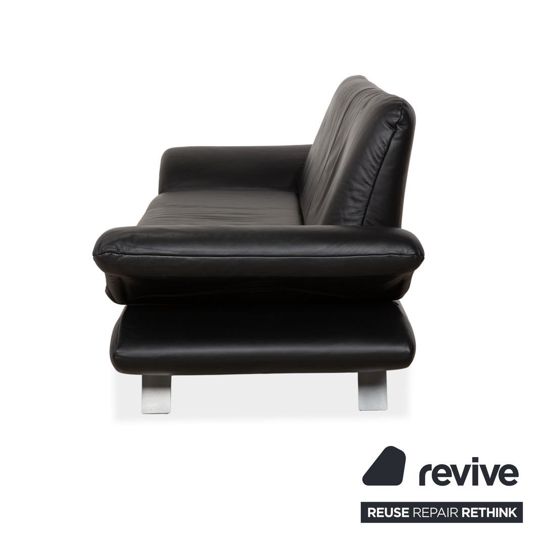 Koinor Rossini Dreisitzer Leder Sofa Dunkelblau manuelle Funktion Couch