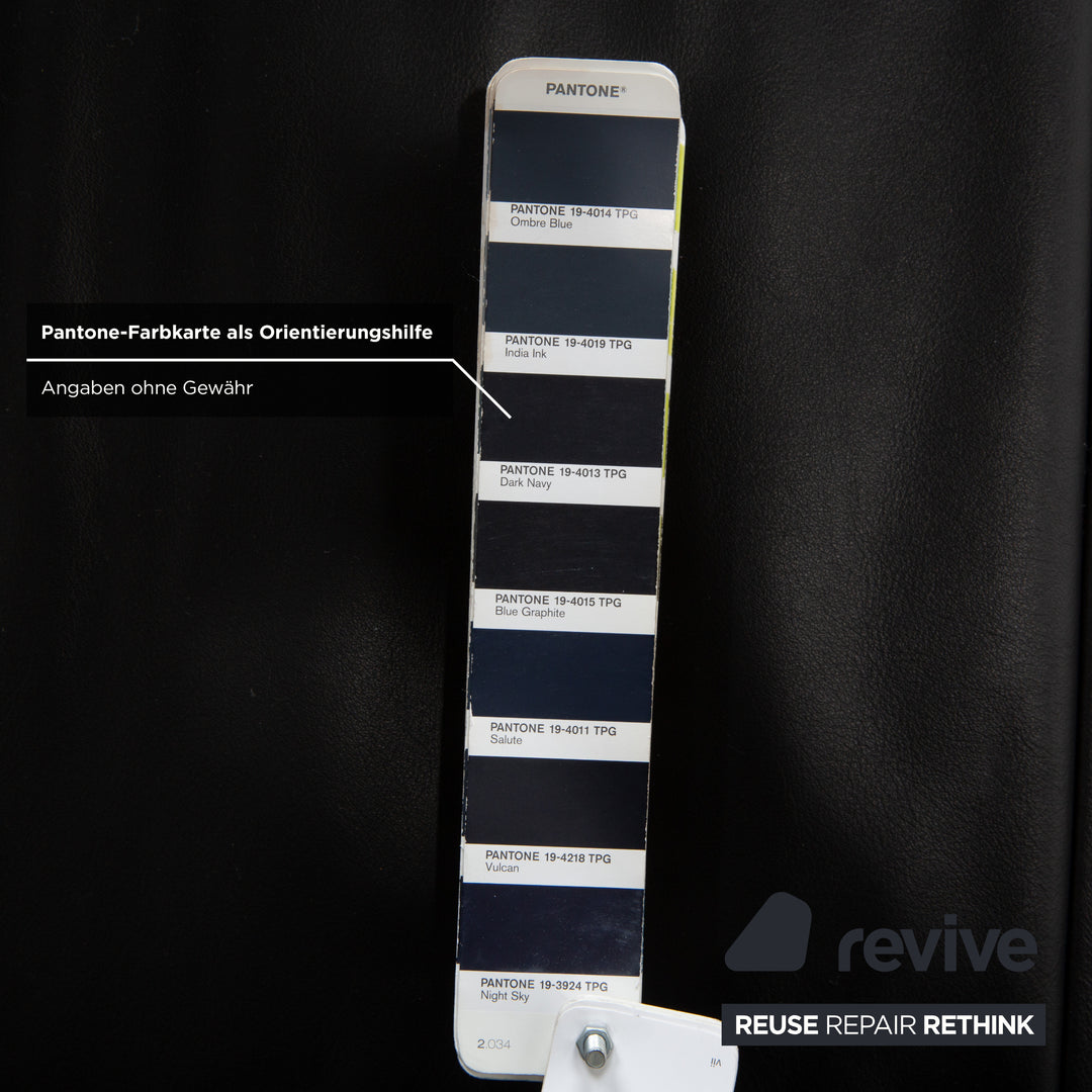 Canapé trois places en cuir Koinor Rossini, bleu foncé, à réglage manuel