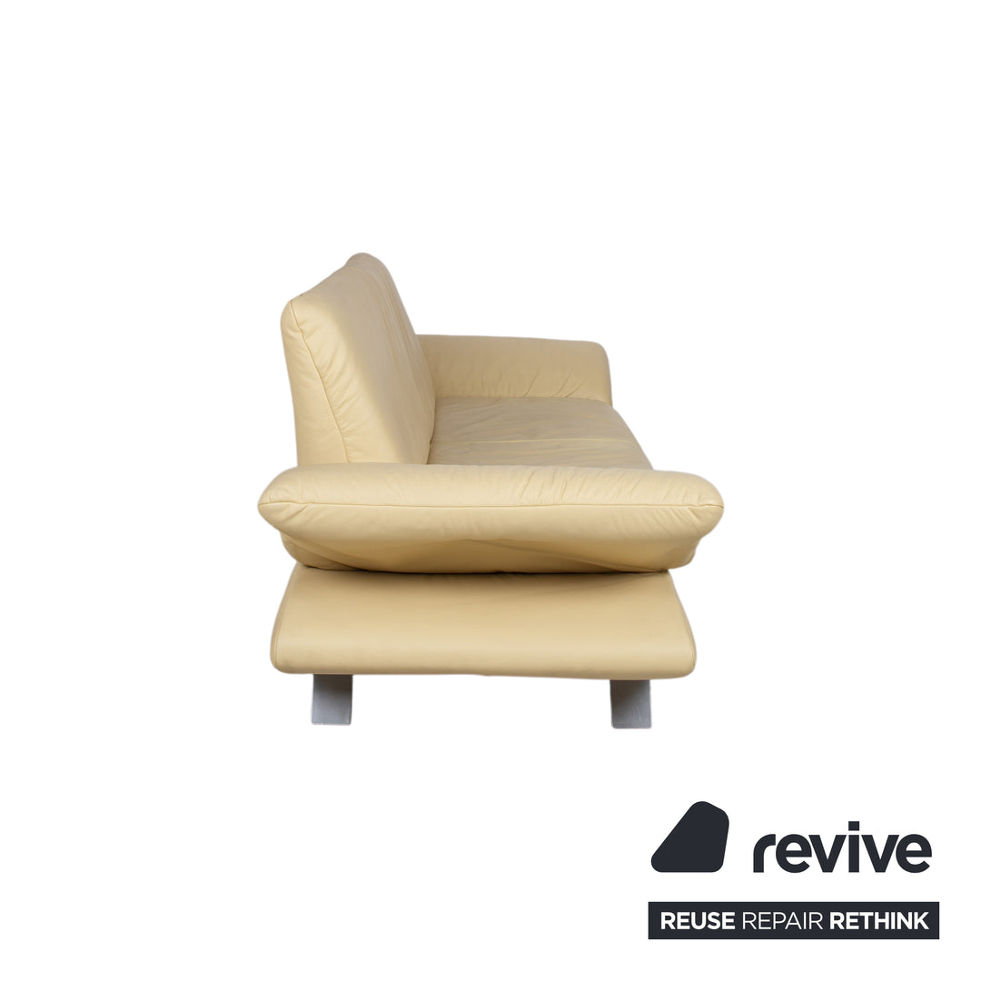 Koinor Rossini Dreisitzer Leder Sofa Gelb Couch manuelle Funktion