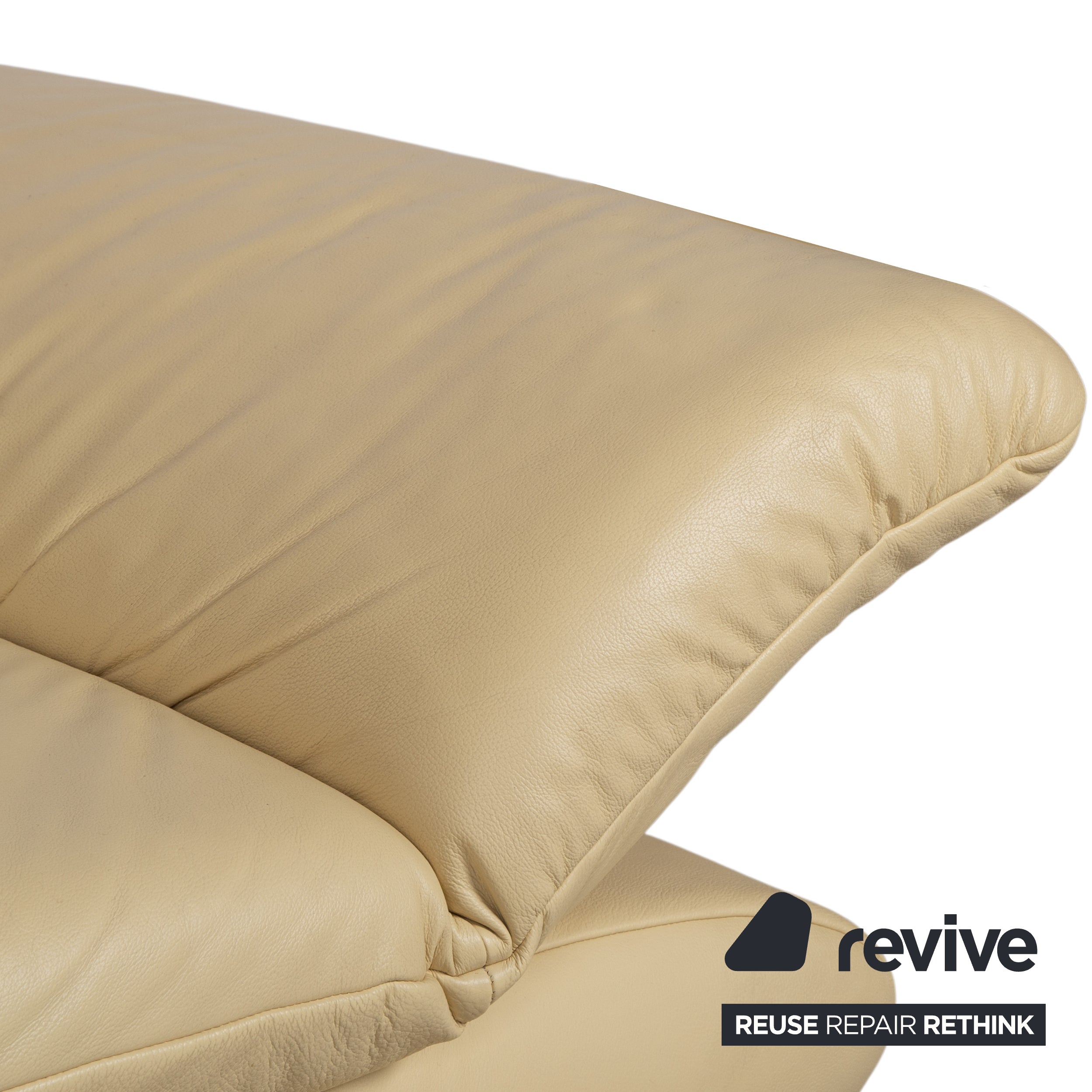 Koinor Rossini Three-Seater Leather Sofa Yellow Couch Manual Function
