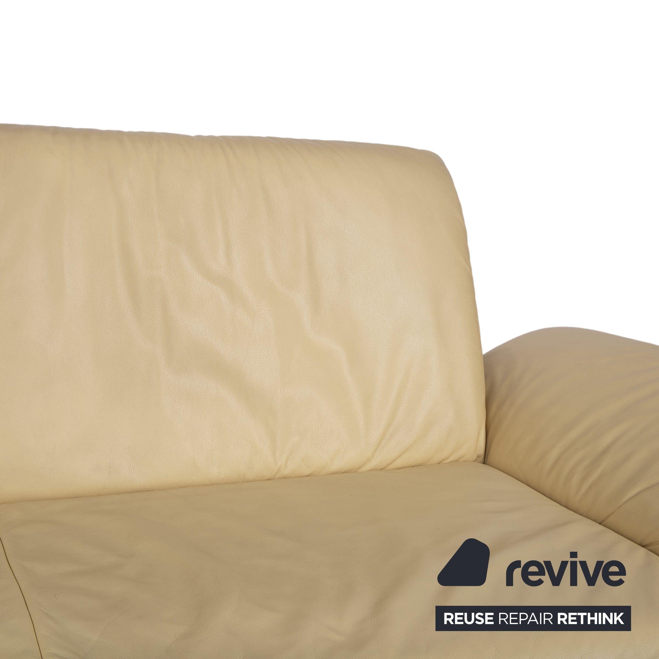 Koinor Rossini Three-Seater Leather Sofa Yellow Couch Manual Function