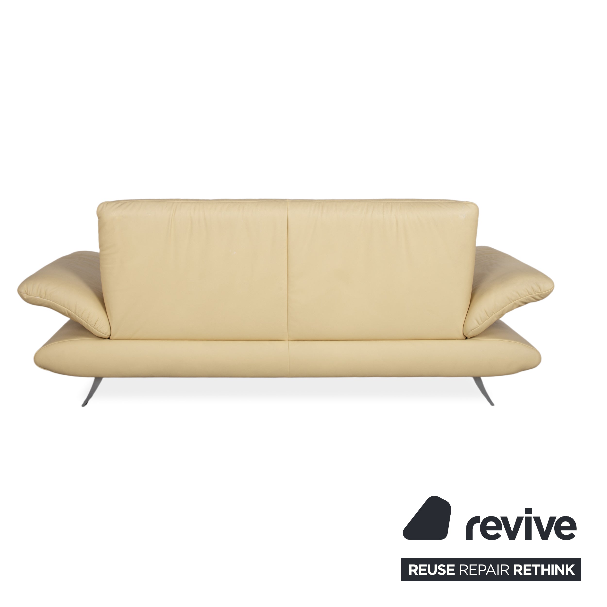 Koinor Rossini Three-Seater Leather Sofa Yellow Couch Manual Function