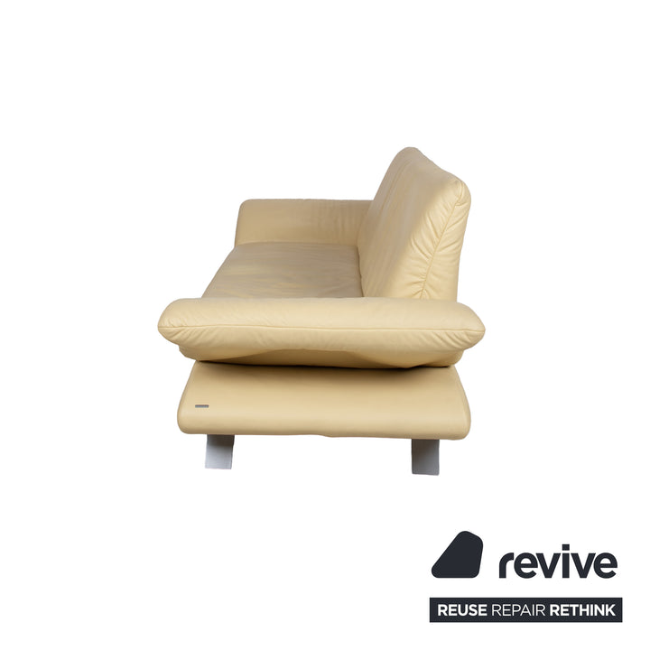Koinor Rossini Dreisitzer Leder Sofa Gelb Couch manuelle Funktion