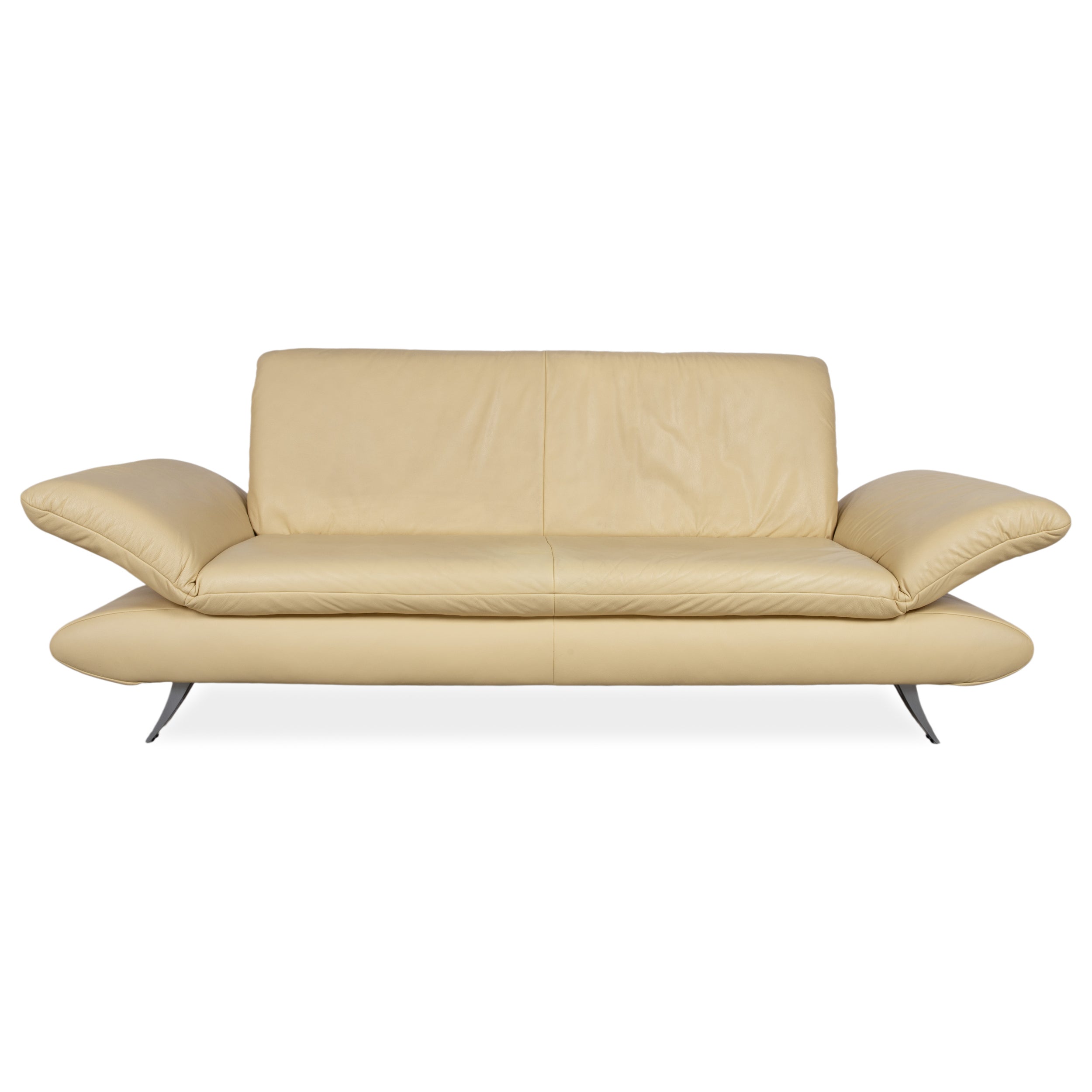 Koinor Rossini Three-Seater Leather Sofa Yellow Couch Manual Function