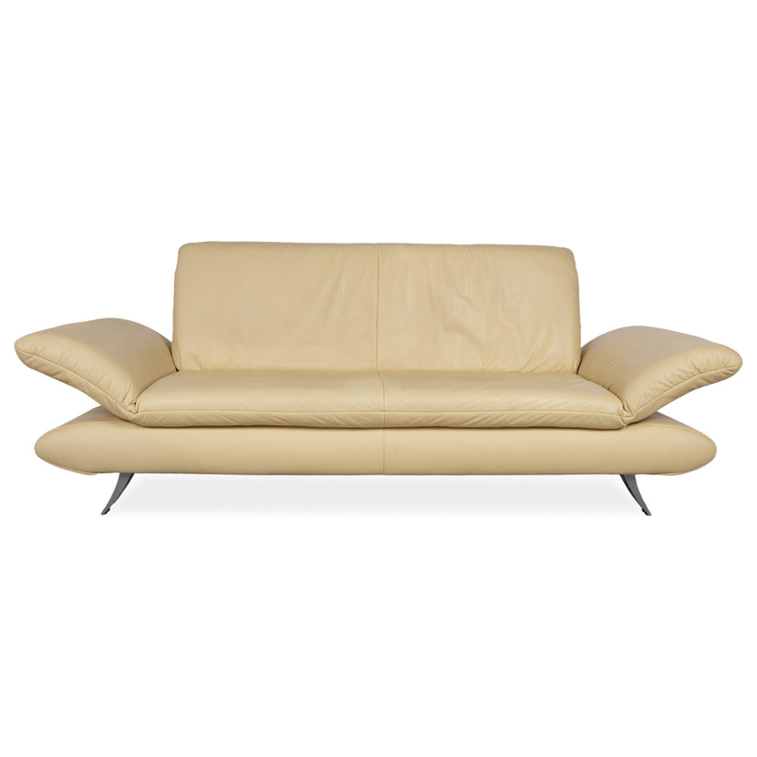 Koinor Rossini Three-Seater Leather Sofa Yellow Couch Manual Function