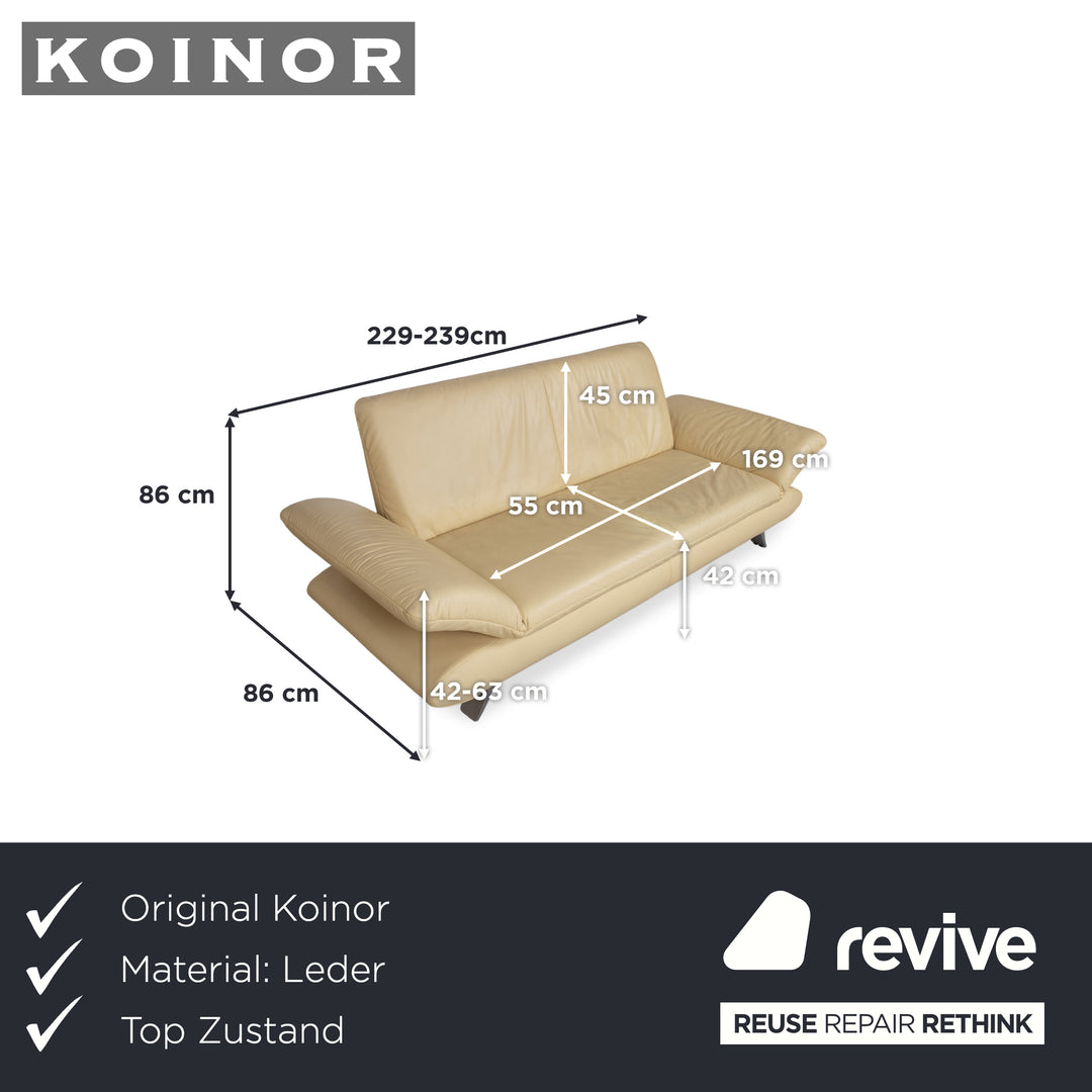 Koinor Rossini Dreisitzer Leder Sofa Gelb Couch manuelle Funktion
