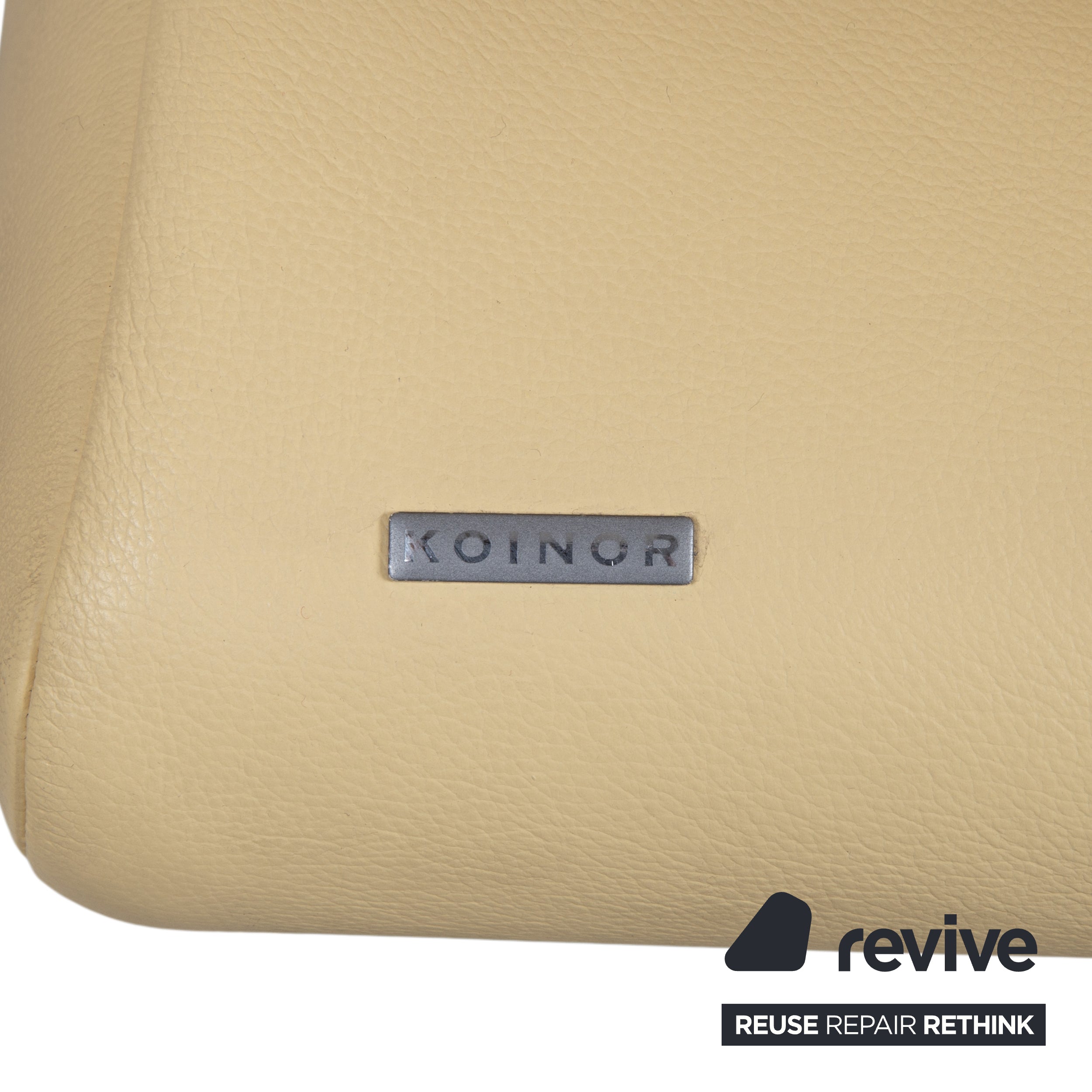 Koinor Rossini Three-Seater Leather Sofa Yellow Couch Manual Function