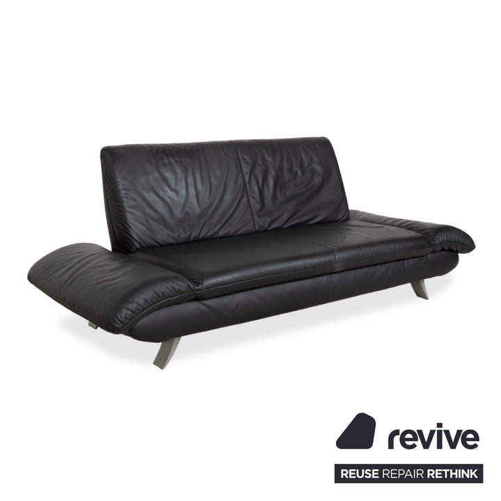 Koinor Rossini Garnitur 2x Zweisitzer + Sessel Leder Sofa Schwarz Couch manuelle Funktion