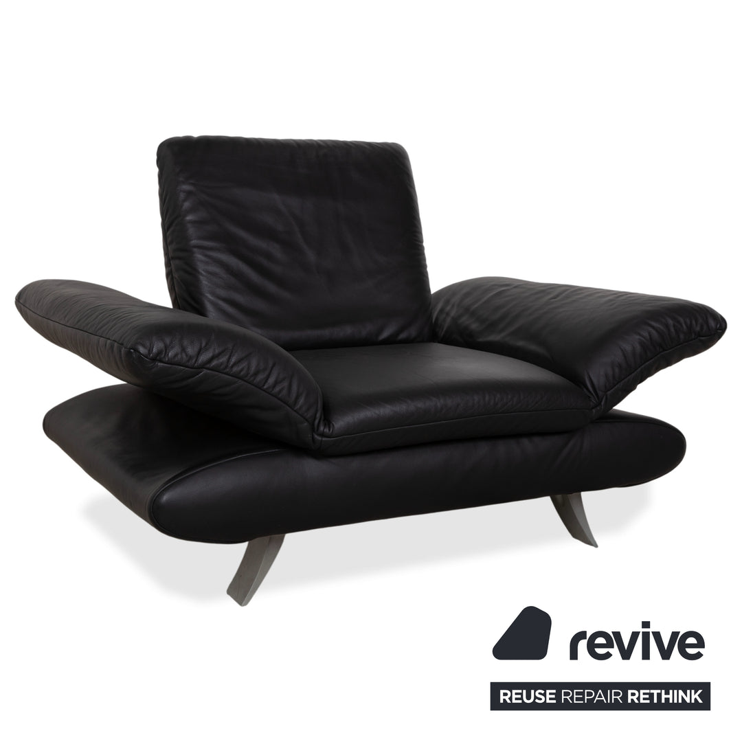 Koinor Rossini Garnitur 2x Zweisitzer + Sessel Leder Sofa Schwarz Couch manuelle Funktion