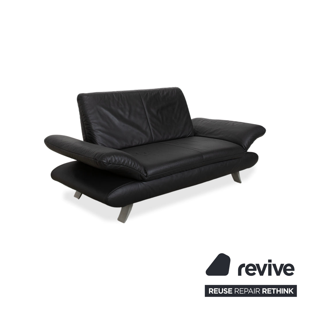Koinor Rossini Garnitur 2x Zweisitzer + Sessel Leder Sofa Schwarz Couch manuelle Funktion