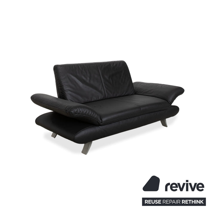 Koinor Rossini Garnitur 2x Zweisitzer + Sessel Leder Sofa Schwarz Couch manuelle Funktion