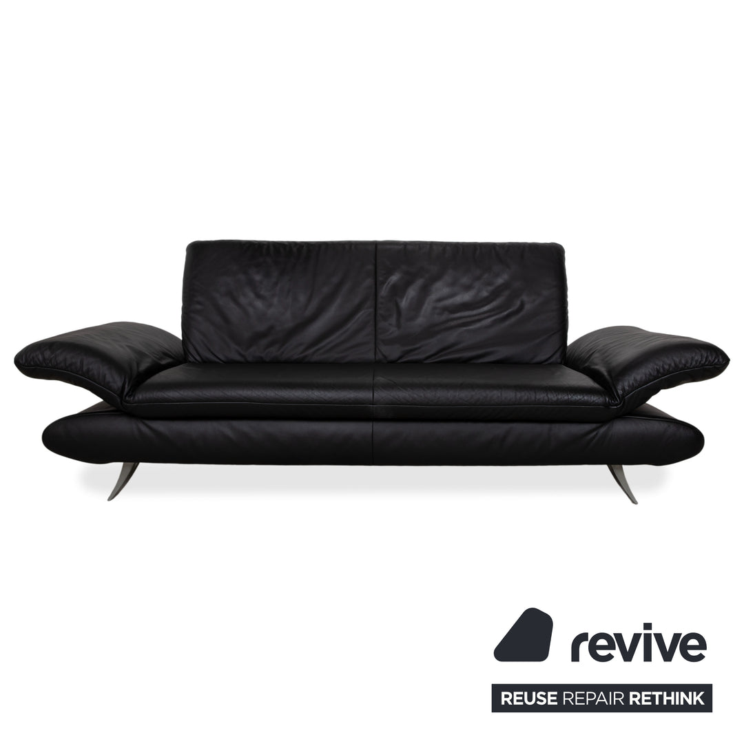 Koinor Rossini Garnitur 2x Zweisitzer + Sessel Leder Sofa Schwarz Couch manuelle Funktion