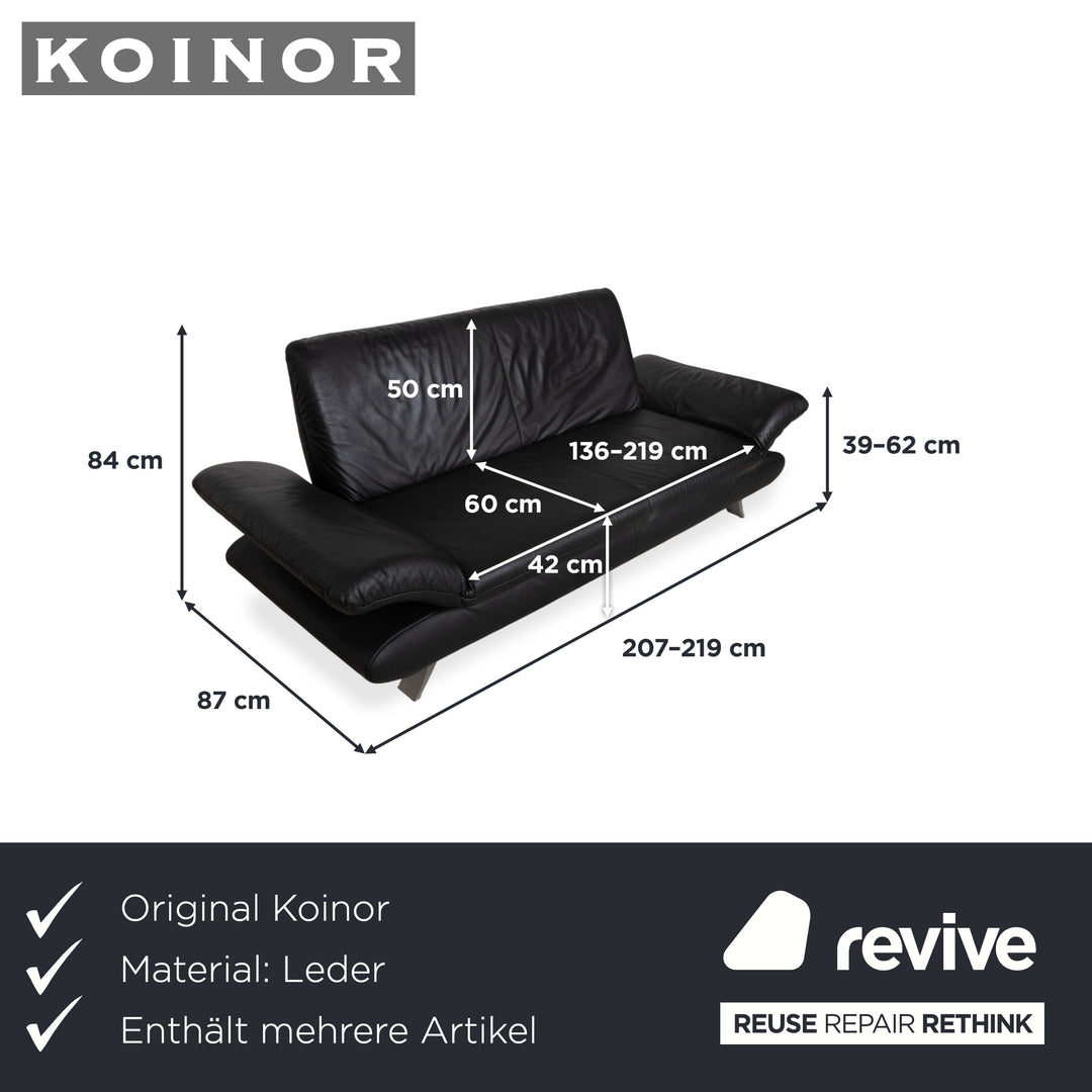 Koinor Rossini Garnitur 2x Zweisitzer + Sessel Leder Sofa Schwarz Couch manuelle Funktion