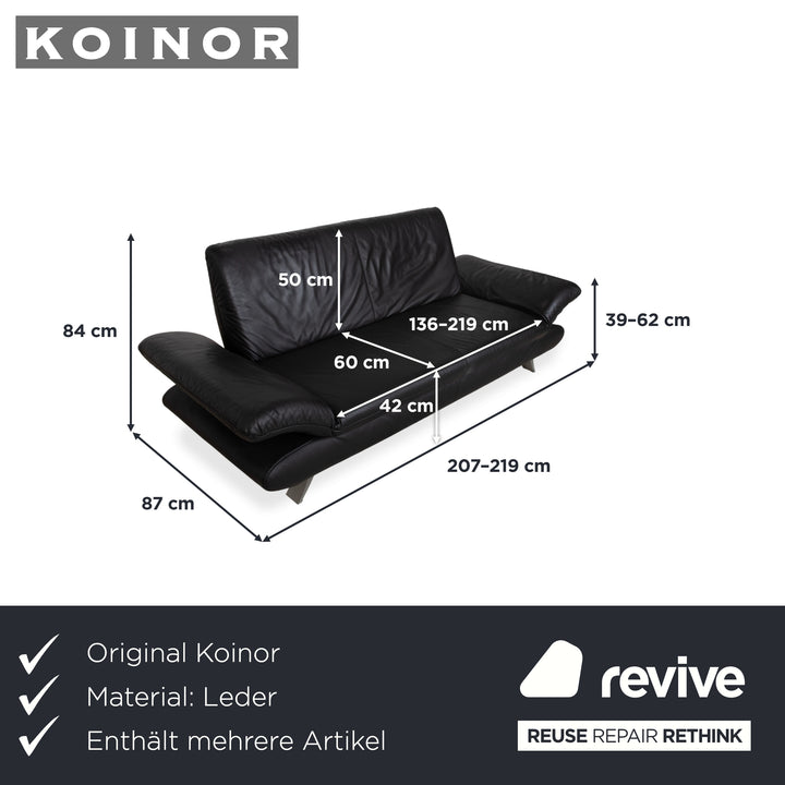 Koinor Rossini Garnitur 2x Zweisitzer + Sessel Leder Sofa Schwarz Couch manuelle Funktion