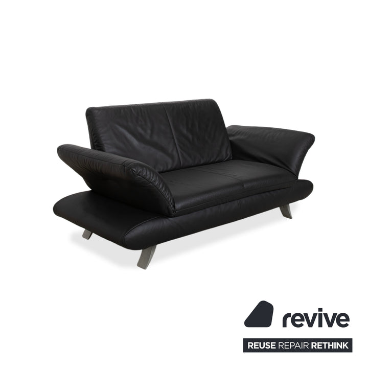 Koinor Rossini Suite 2x Two-Seater + Armchair Leather Sofa Black Couch Manual Function