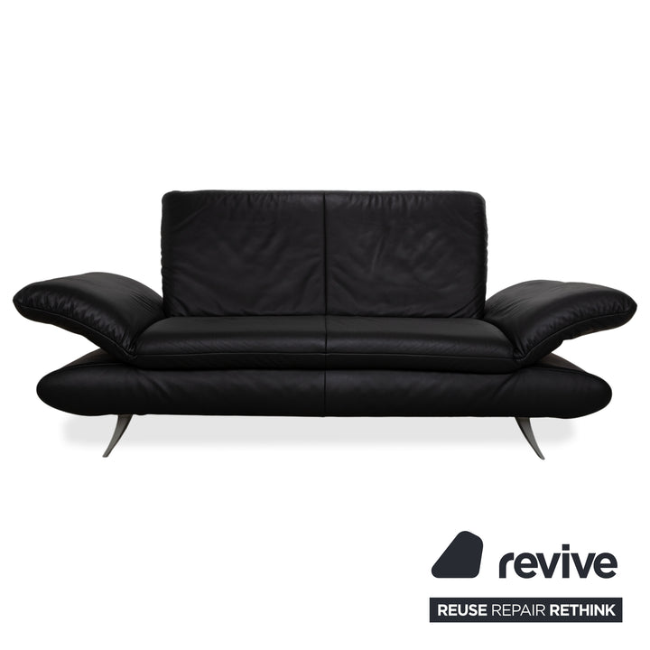 Koinor Rossini Garnitur 2x Zweisitzer + Sessel Leder Sofa Schwarz Couch manuelle Funktion