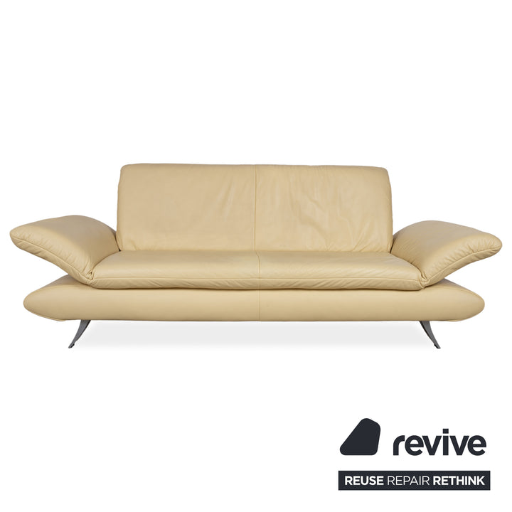 Koinor Rossini Ensemble canapé trois places + 2x fauteuils en cuir jaune fonction manuelle
