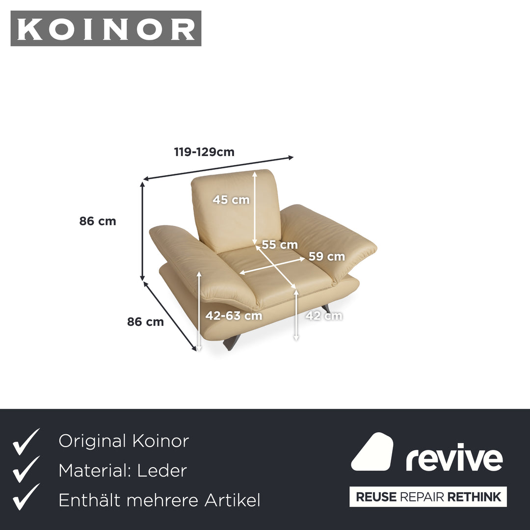Koinor Rossini Ensemble canapé trois places + 2x fauteuils en cuir jaune fonction manuelle