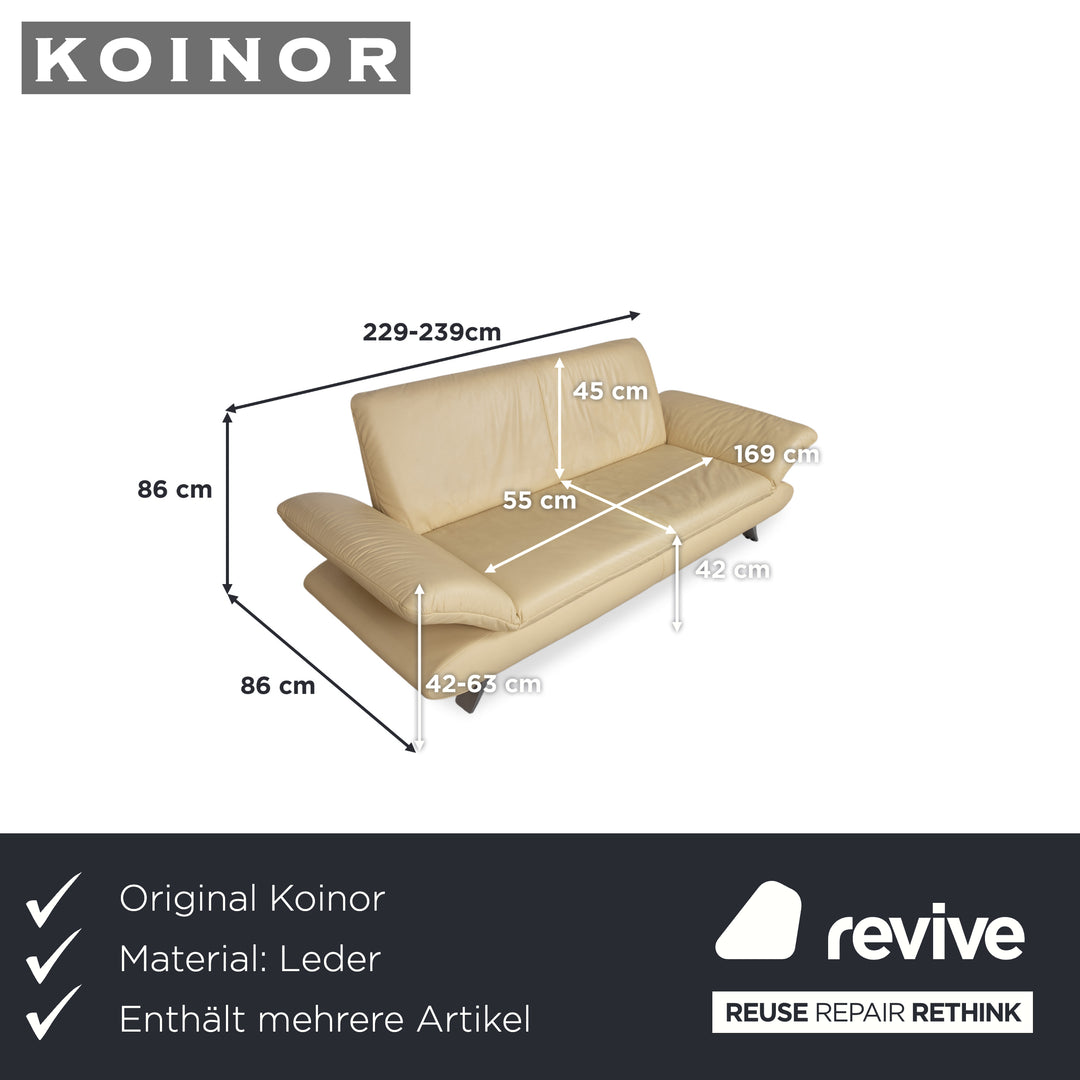 Koinor Rossini Ensemble canapé trois places + 2x fauteuils en cuir jaune fonction manuelle