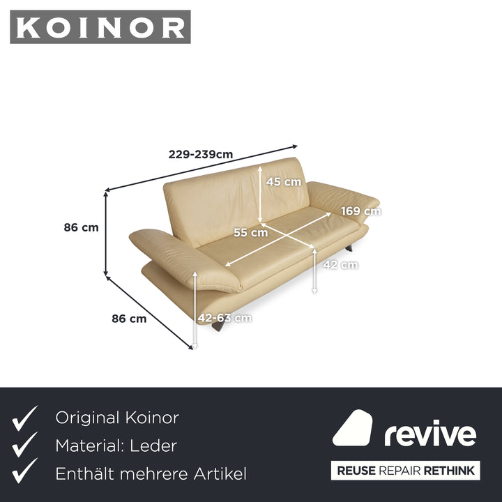Koinor Rossini Ensemble canapé trois places + 2x fauteuils en cuir jaune fonction manuelle