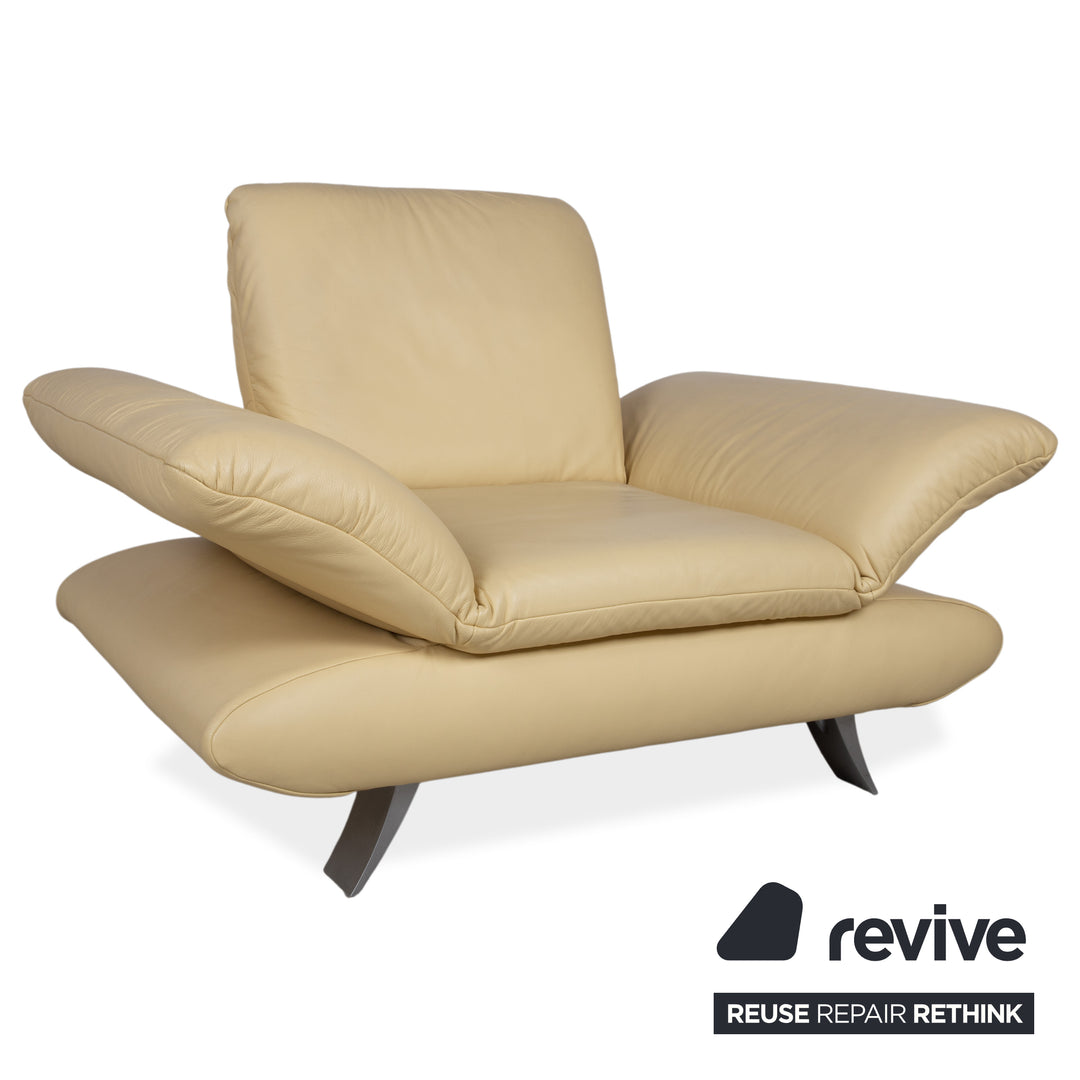 Koinor Rossini Ensemble canapé trois places + 2x fauteuils en cuir jaune fonction manuelle