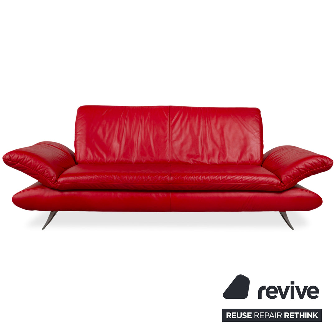 Koinor Rossini Garnitur Leder Dreisitzer Zweisitzer Rot Sofa Couch manuelle Funktion