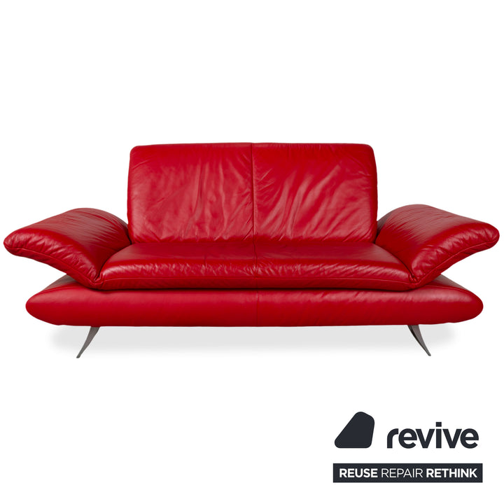 Koinor Rossini Garnitur Leder Dreisitzer Zweisitzer Rot Sofa Couch manuelle Funktion
