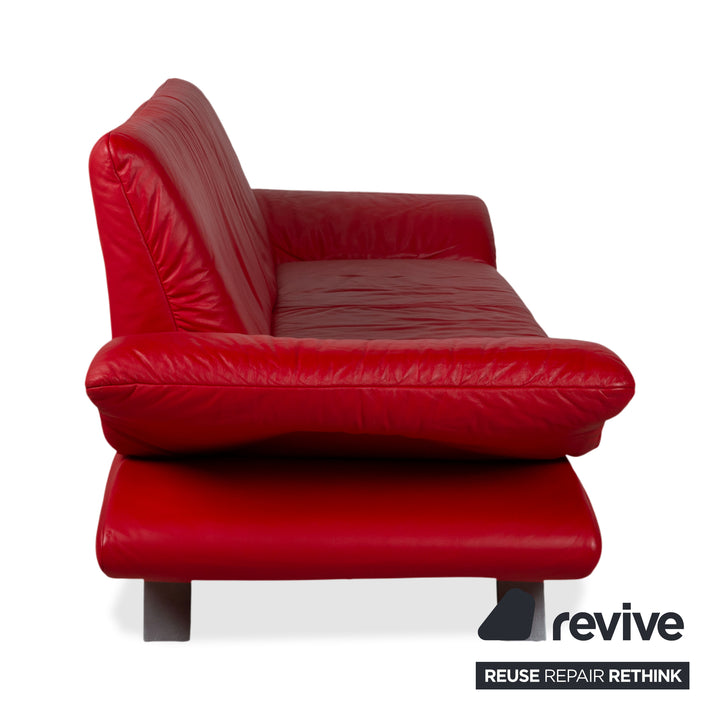 Koinor Rossini Garnitur Leder Dreisitzer Zweisitzer Rot Sofa Couch manuelle Funktion