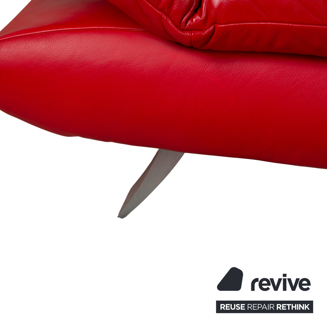 Koinor Rossini Garnitur Leder Dreisitzer Zweisitzer Rot Sofa Couch manuelle Funktion