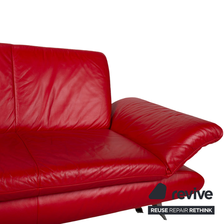 Koinor Rossini Garnitur Leder Dreisitzer Zweisitzer Rot Sofa Couch manuelle Funktion