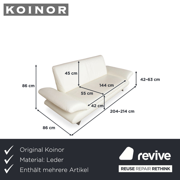 Koinor Rossini Garnitur Leder Sessel Dreisitzer Creme manuelle Funktion Sofa Couch