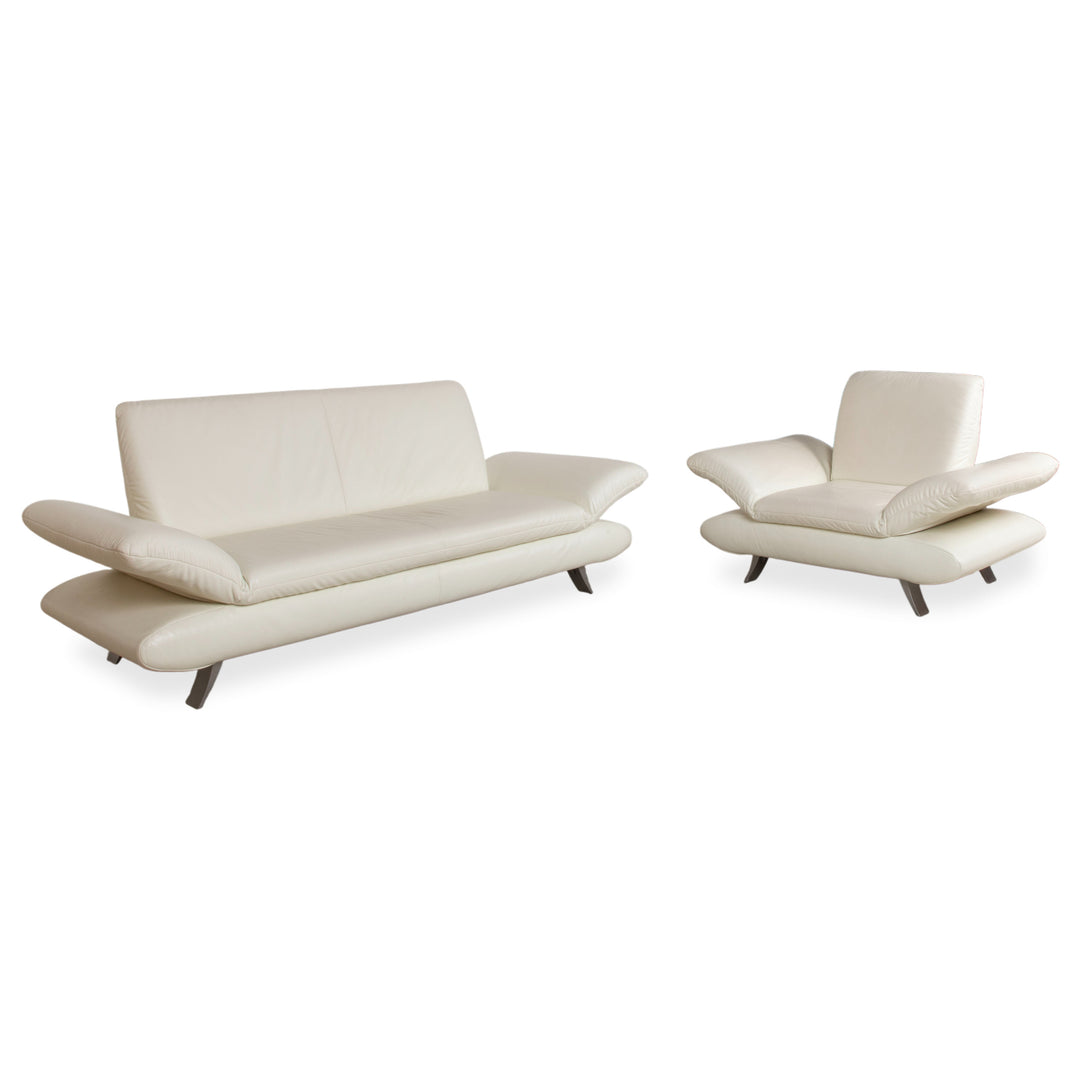 Koinor Rossini Garnitur Leder Sessel Dreisitzer Creme manuelle Funktion Sofa Couch