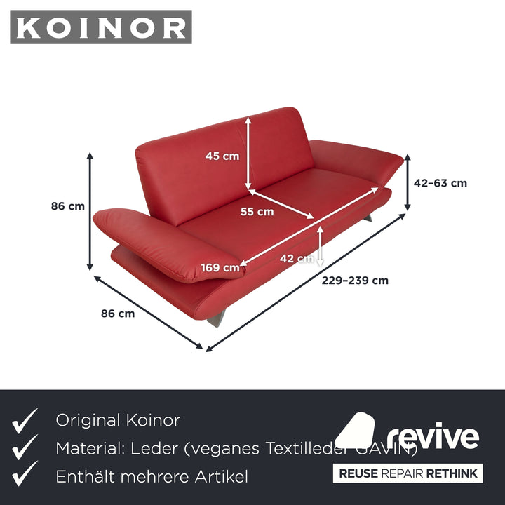 Koinor Rossini Garnitur veganes Leder Dreisitzer Zweisitzer Rot manuelle Funktion Sofa Couch Neubezug GAVIN 107