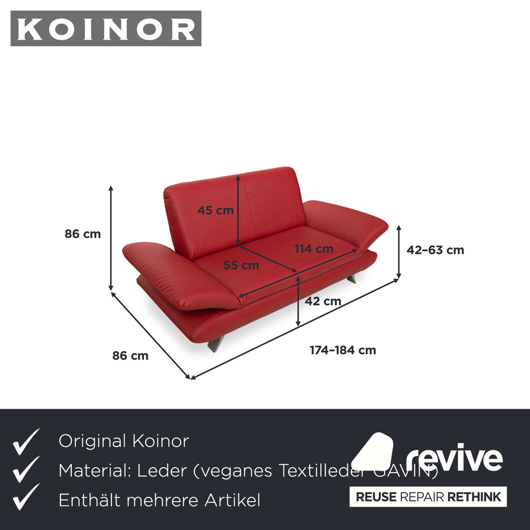 Koinor Rossini Garnitur veganes Leder Dreisitzer Zweisitzer Rot manuelle Funktion Sofa Couch Neubezug GAVIN 107