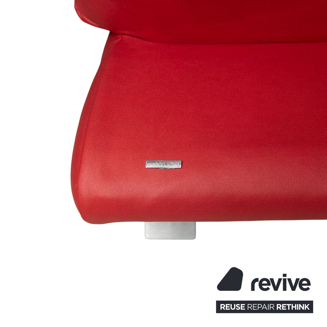 Koinor Rossini Garnitur veganes Leder Dreisitzer Zweisitzer Rot manuelle Funktion Sofa Couch Neubezug GAVIN 107