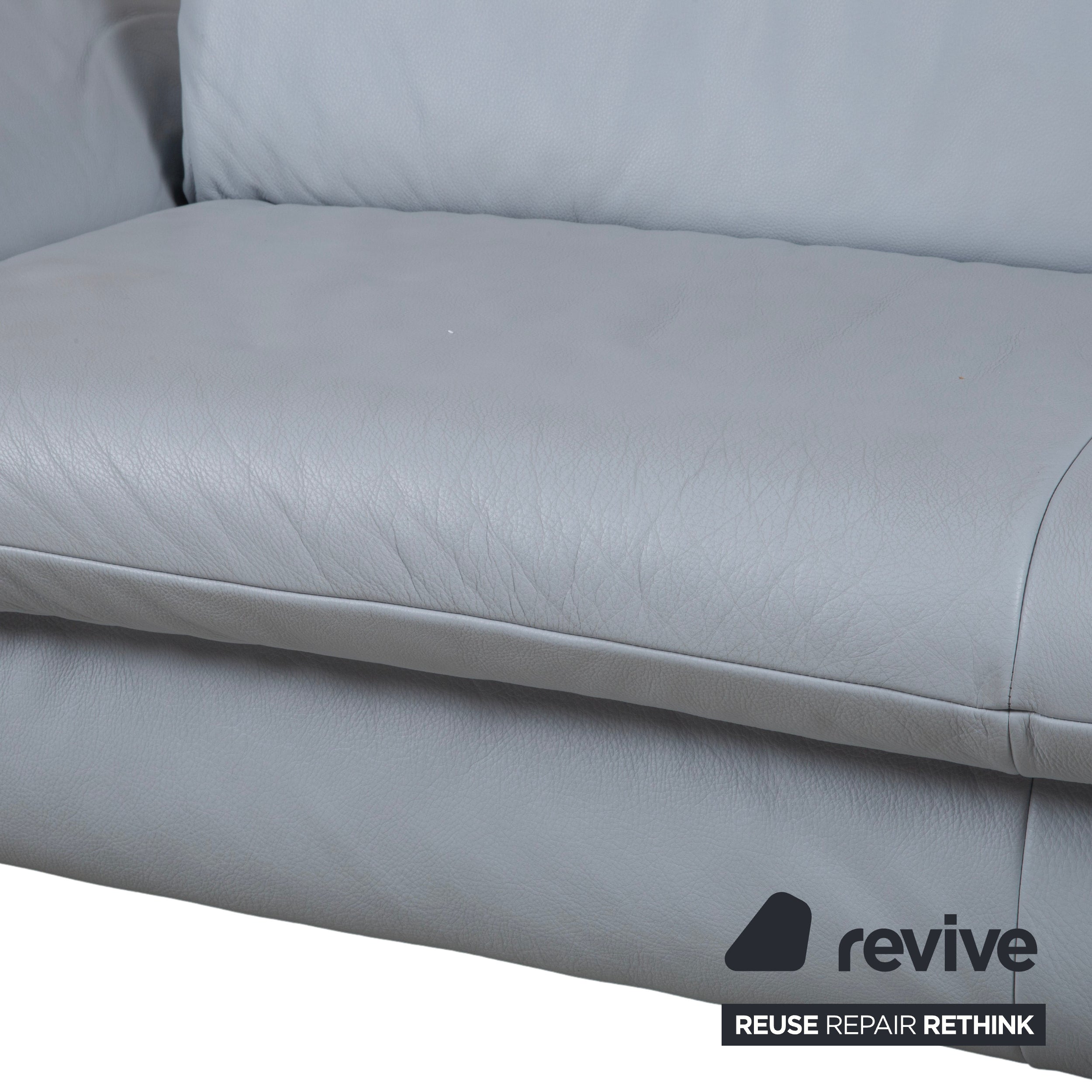 Koinor Rossini Leder Dreisitzer Blau Eisblau manuelle Funktion Sofa Couch