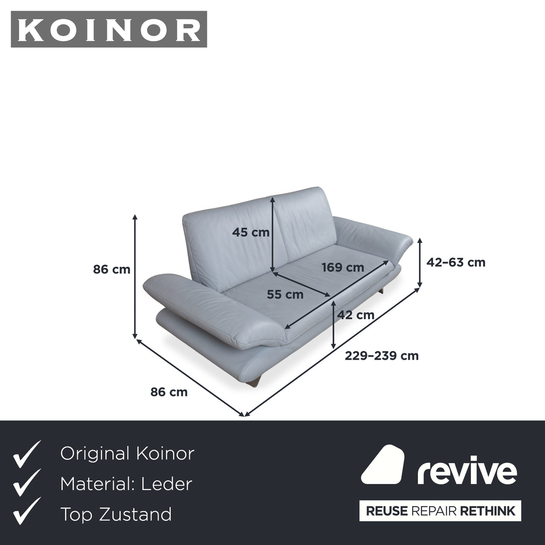 Koinor Rossini Cuir trois places Bleu Bleu glacier fonction manuelle Canapé