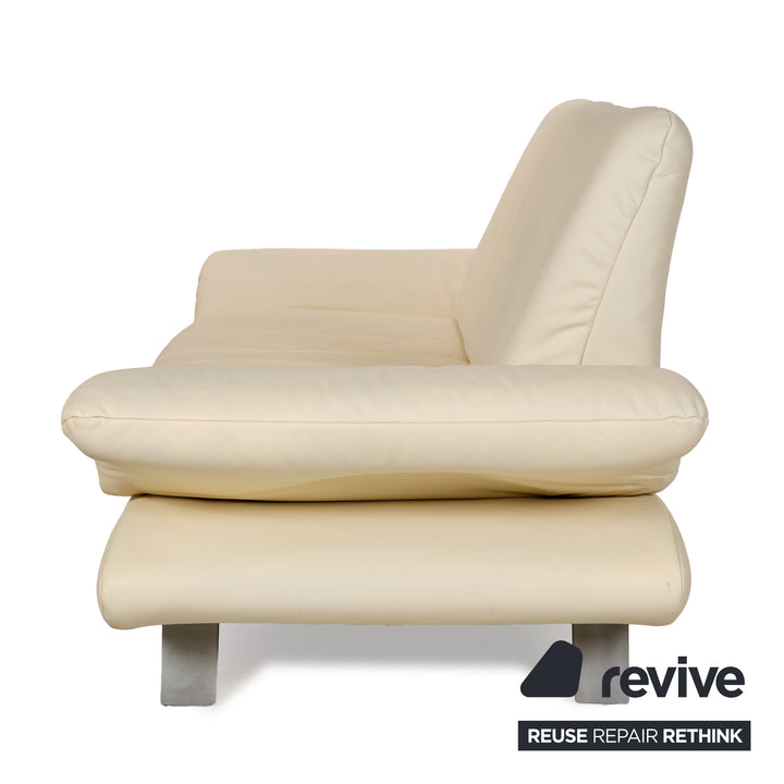 Koinor Rossini Leather Three Seater Cream Manual Function Sofa Couch