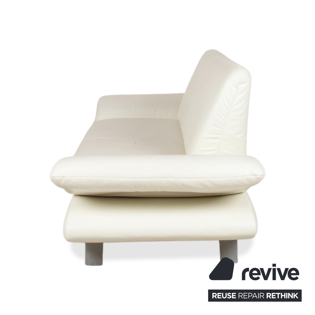 Koinor Rossini Leather Three-Seater Sofa Cream White Manual Function
