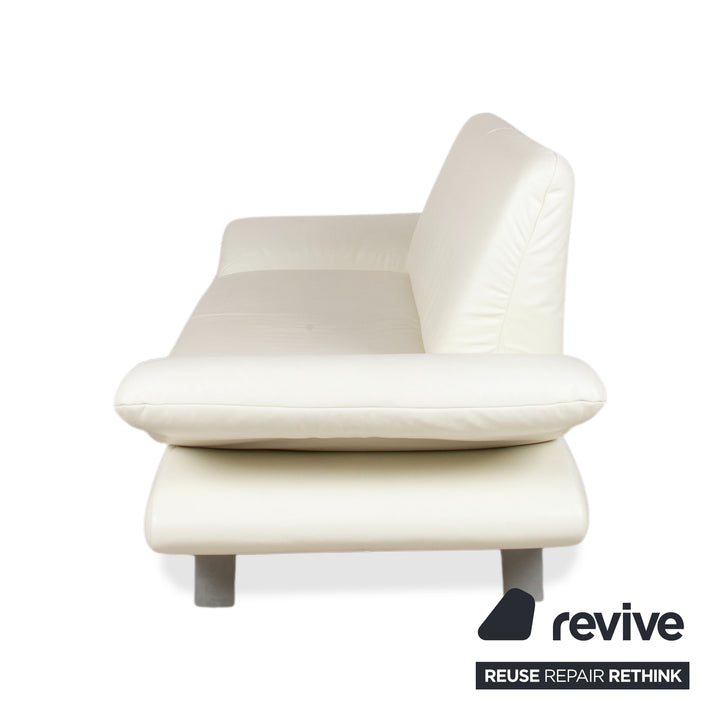 Koinor Rossini Leather Three-Seater Sofa Cream White Manual Function