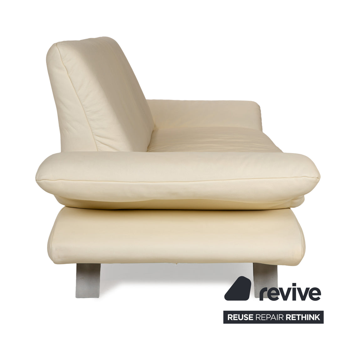 Koinor Rossini Leather Three Seater Cream Manual Function Sofa Couch