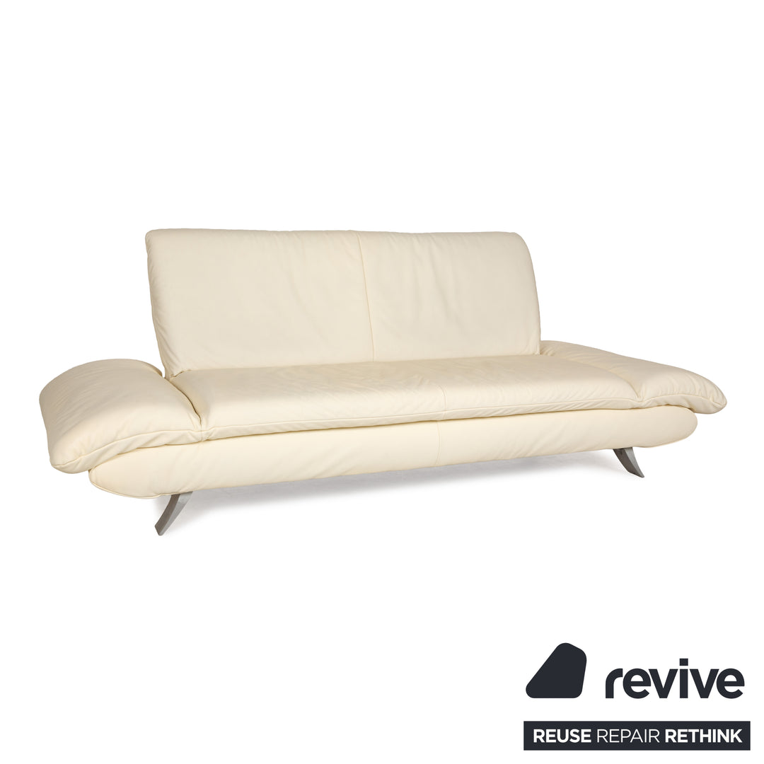Koinor Rossini Leather Three Seater Cream Manual Function Sofa Couch