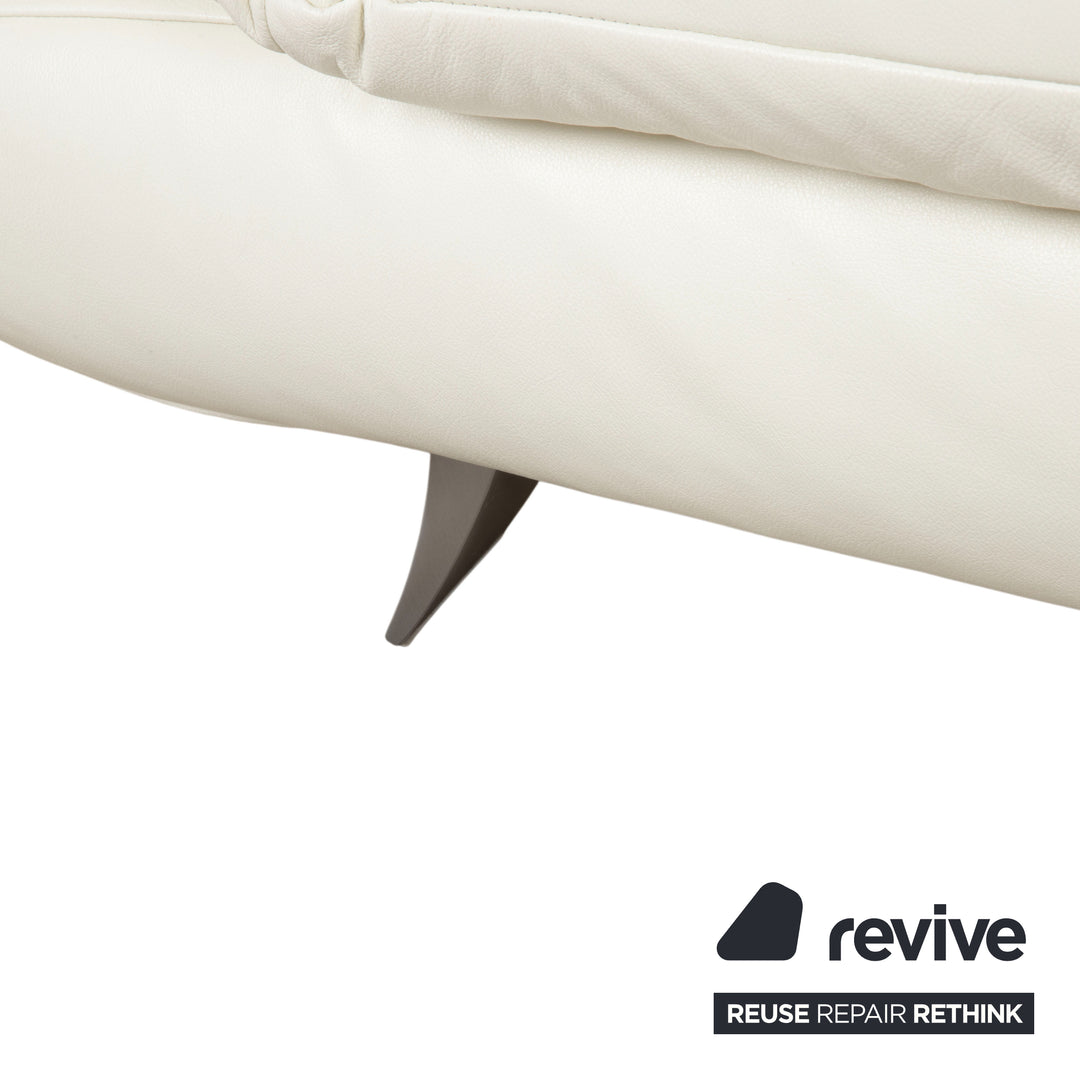 Koinor Rossini Leather Three-Seater Sofa Cream White Manual Function