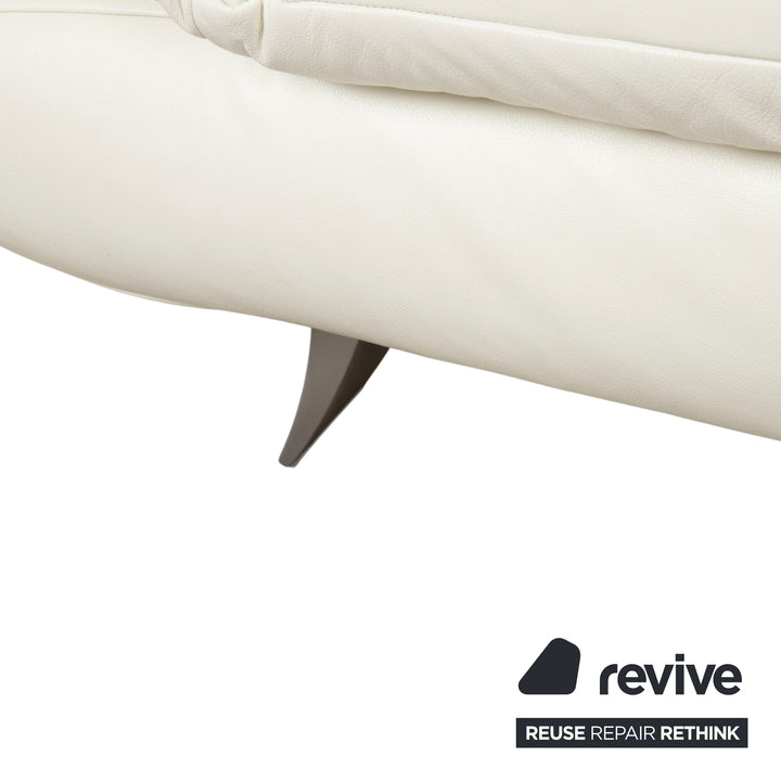 Koinor Rossini Leather Three-Seater Sofa Cream White Manual Function