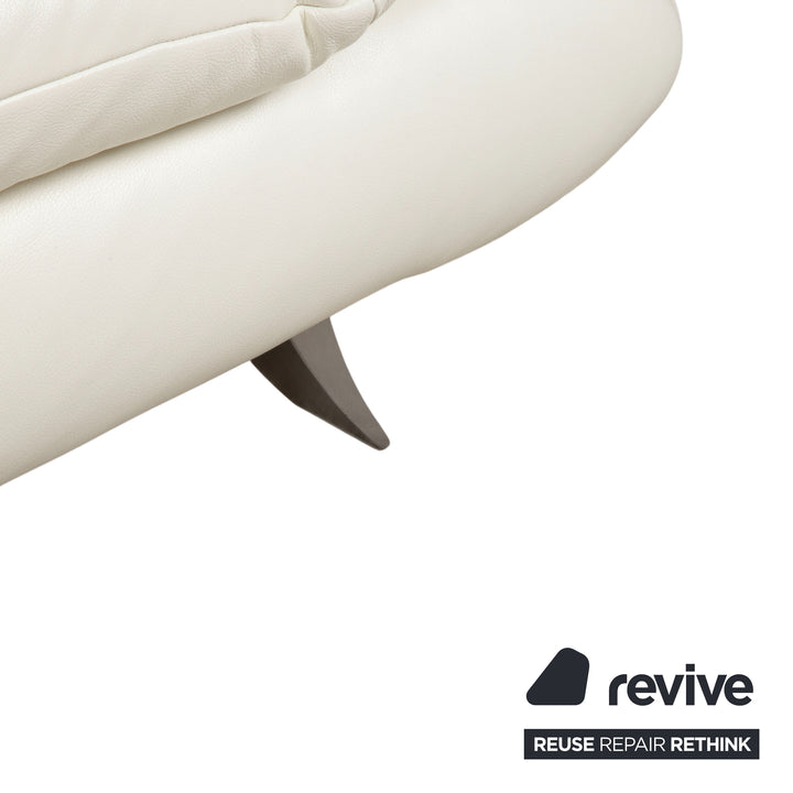 Koinor Rossini Leather Three-Seater Sofa Cream White Manual Function